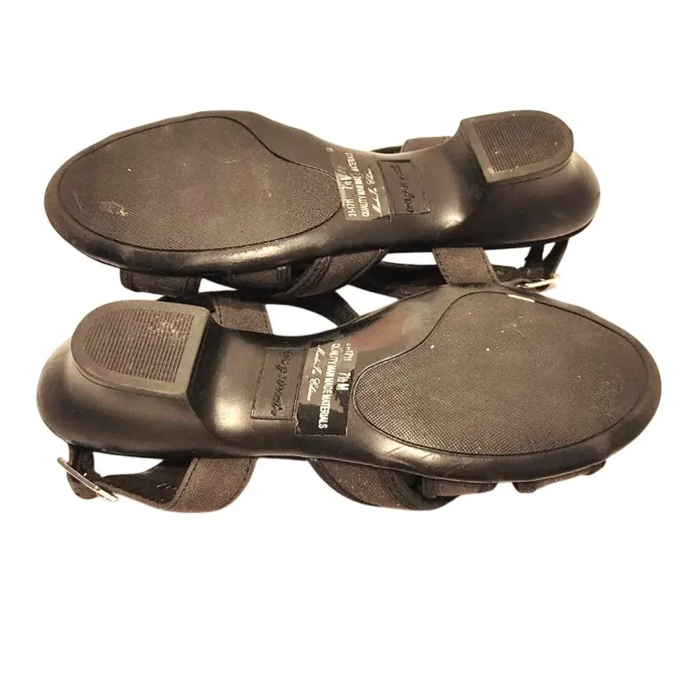 Easy Street Viola Sandals Strappy Open Toe Block Heel Black Womens Size US 7.5M